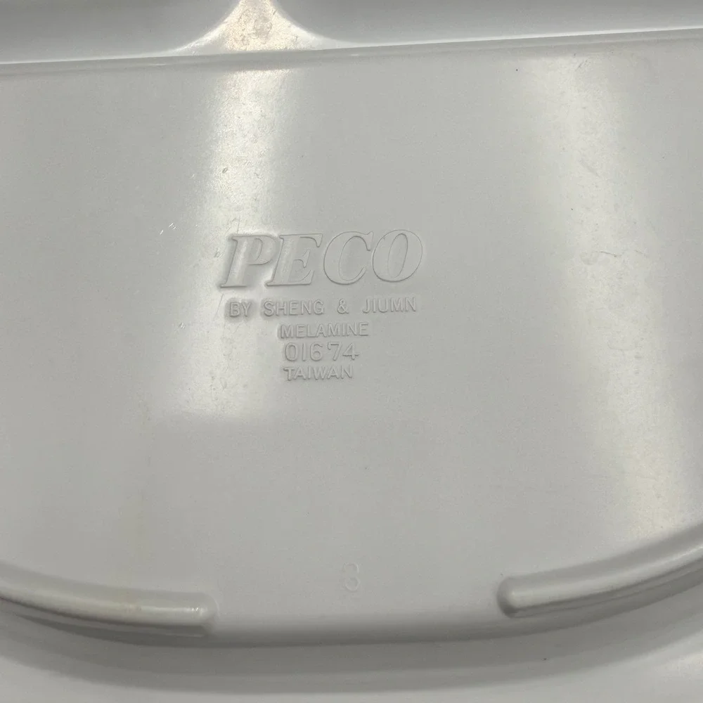 Vintage 1984 PECO Melamine Kids Divided Plate Train Plane Boat Red White 01674